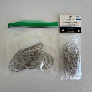 Set of 24 Mainstays Shower Curtain Hooks with Roller Balls Silver Finish